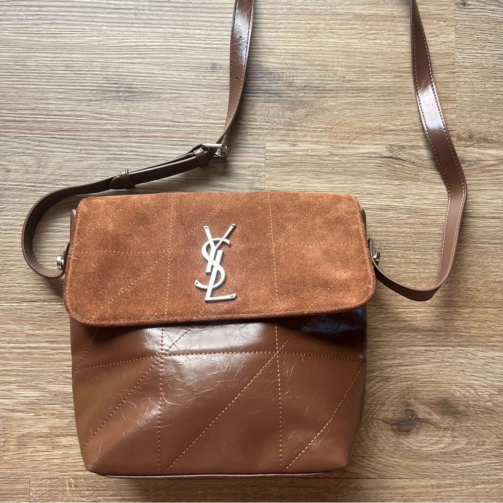Yves Saint Laurent Tan and Brown Men's Messenger Bag
